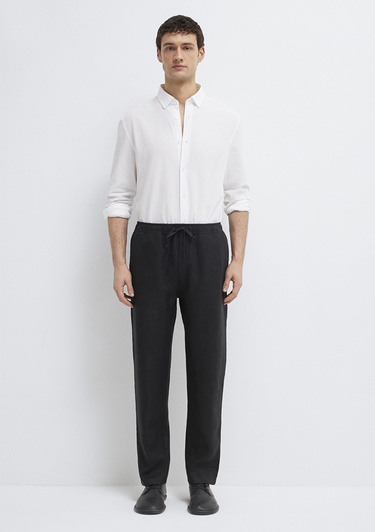  Mavi Keten Siyah Pantolon 0010577-900