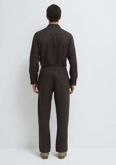  Mavi Kahverengi Keten Pantolon 0010577-70219