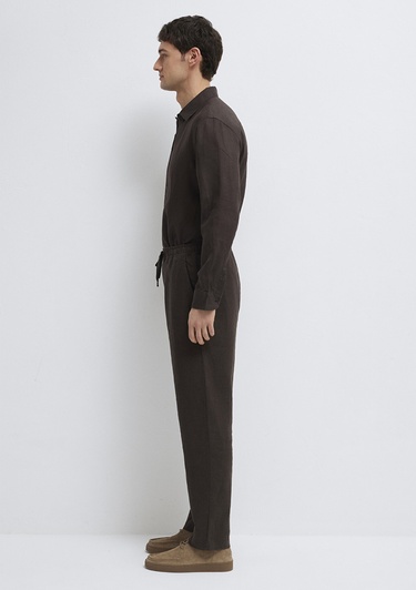  Mavi Kahverengi Keten Pantolon 0010577-70219