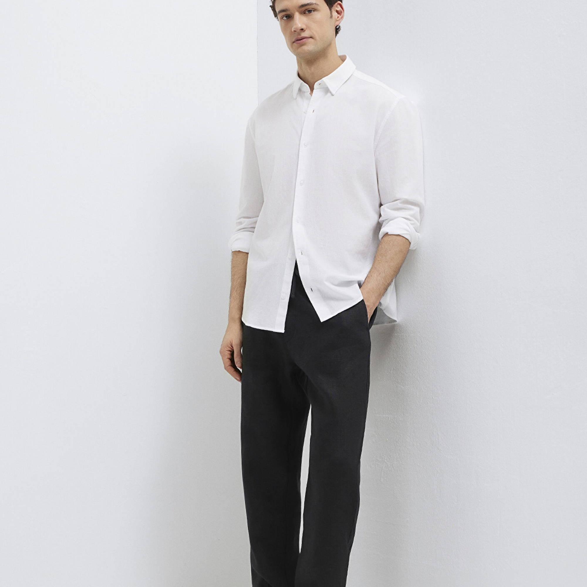 Mavi Keten Siyah Pantolon 0010577-900