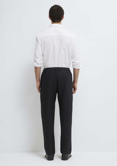  Mavi Keten Siyah Pantolon 0010577-900