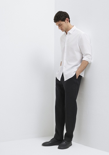  Mavi Keten Siyah Pantolon 0010577-900