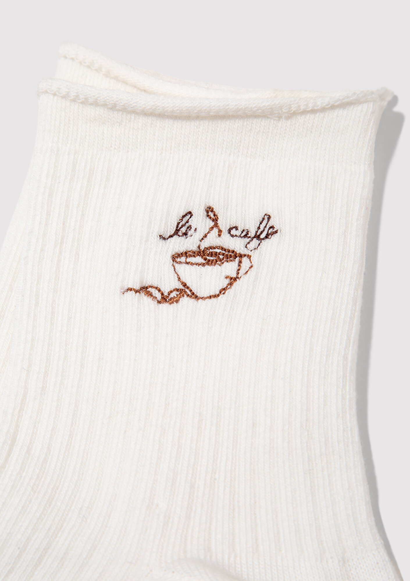 Mavi Nakış Detaylı Ekru Soket Çorap 1913868-20814