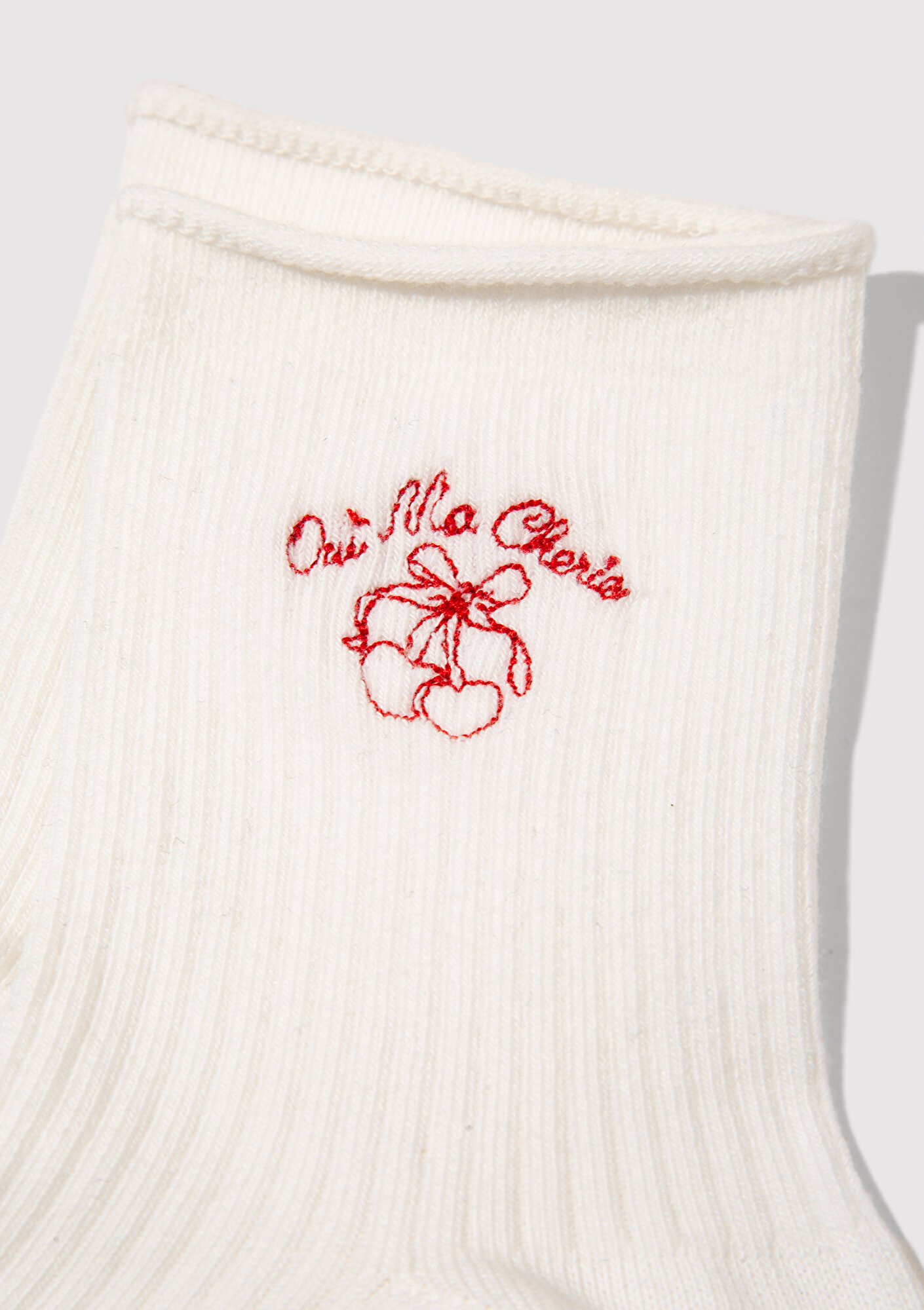 Mavi Nakış Detaylı Ekru Soket Çorap 1913869-20814