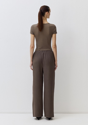  Mavi Beli Bağcıklı (TENCEL™) Lyocell Kahverengi Pantolon 1011082-71603