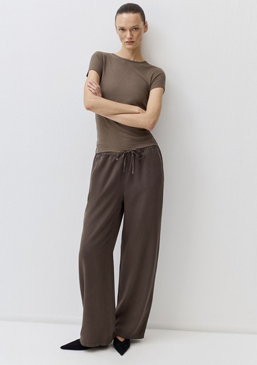  Mavi Beli Bağcıklı (TENCEL™) Lyocell Kahverengi Pantolon 1011082-71603