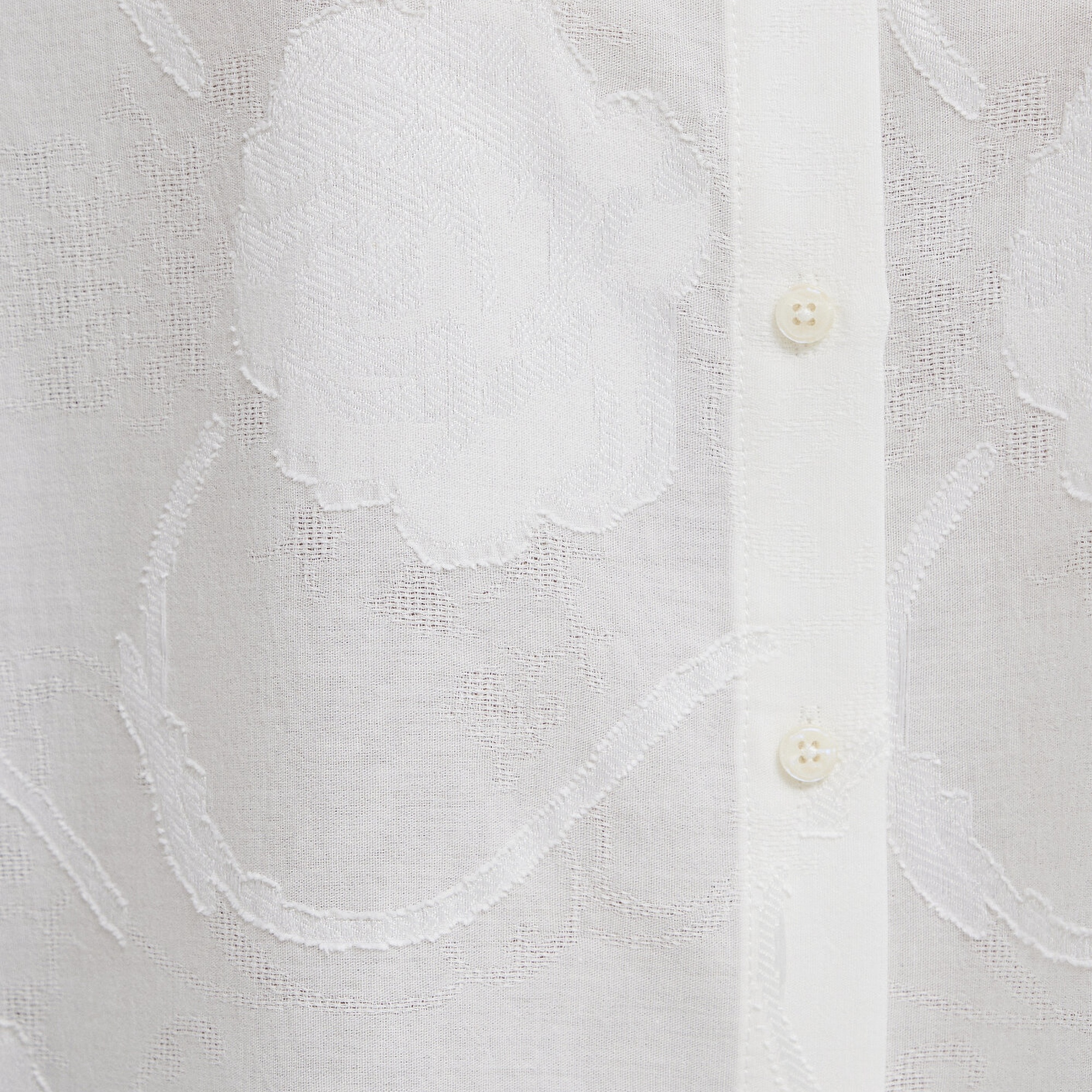 Mavi Baskılı Ekru Gömlek Loose Fit / Bol Rahat Kesim 1211437-70057