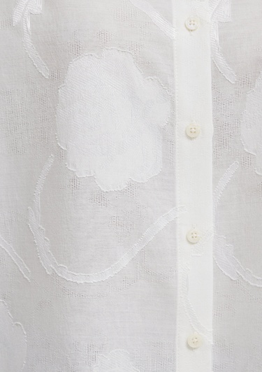  Mavi Baskılı Ekru Gömlek Loose Fit / Bol Rahat Kesim 1211437-70057