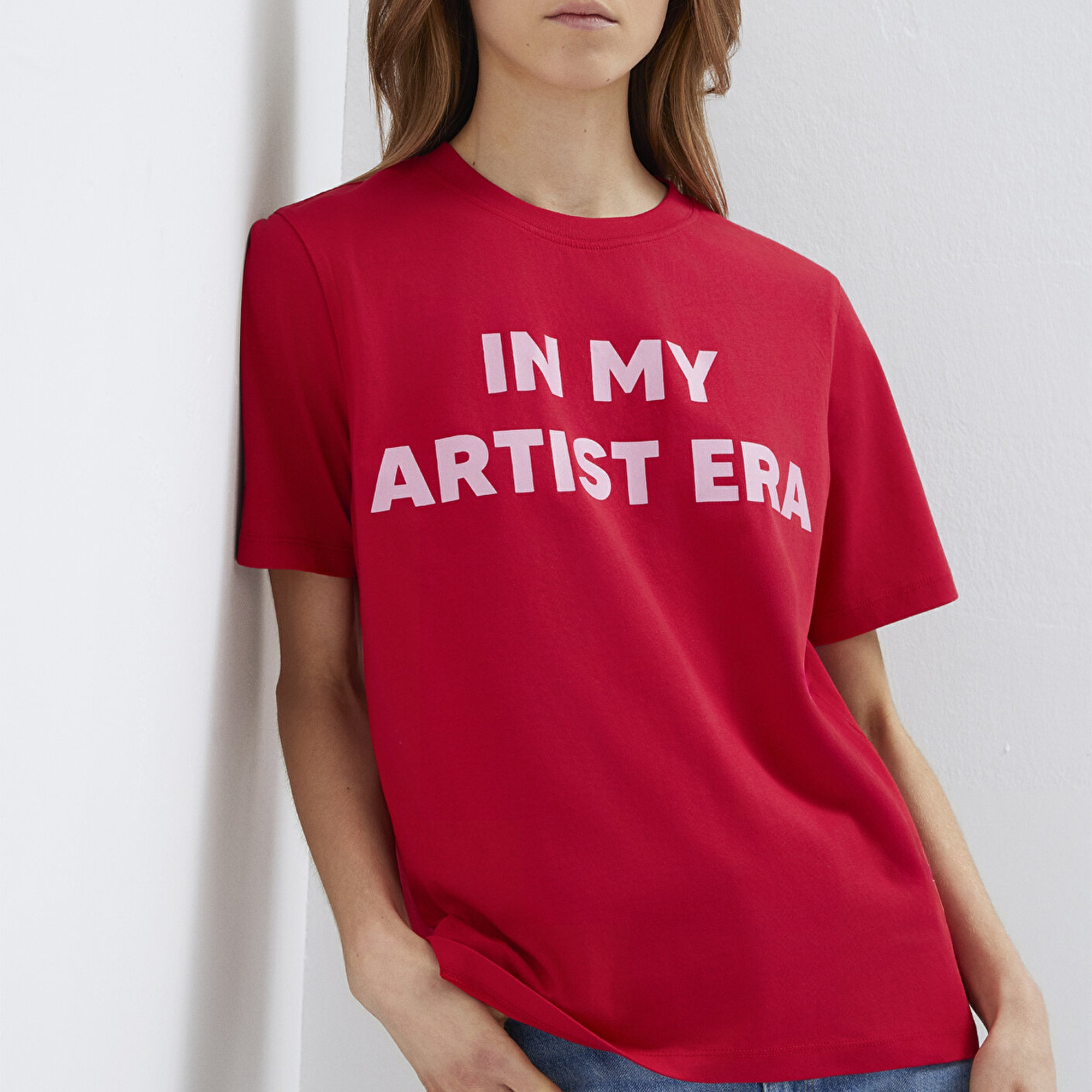 Mavi Slogan Baskılı Kırmızı Tişört Regular Fit / Normal Kesim 1613734-70935