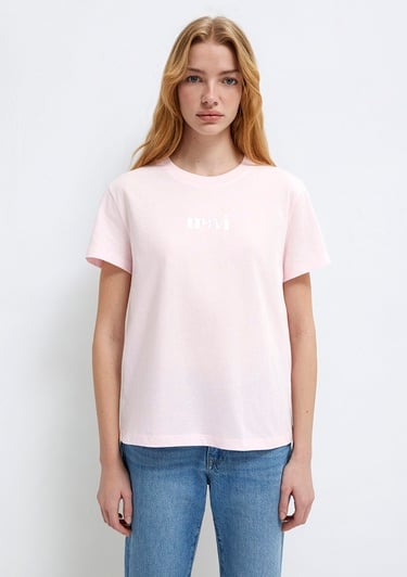  Mavi Mavi Logo Baskılı Pembe Tişört Regular Fit / Normal Kesim 1612241-89200