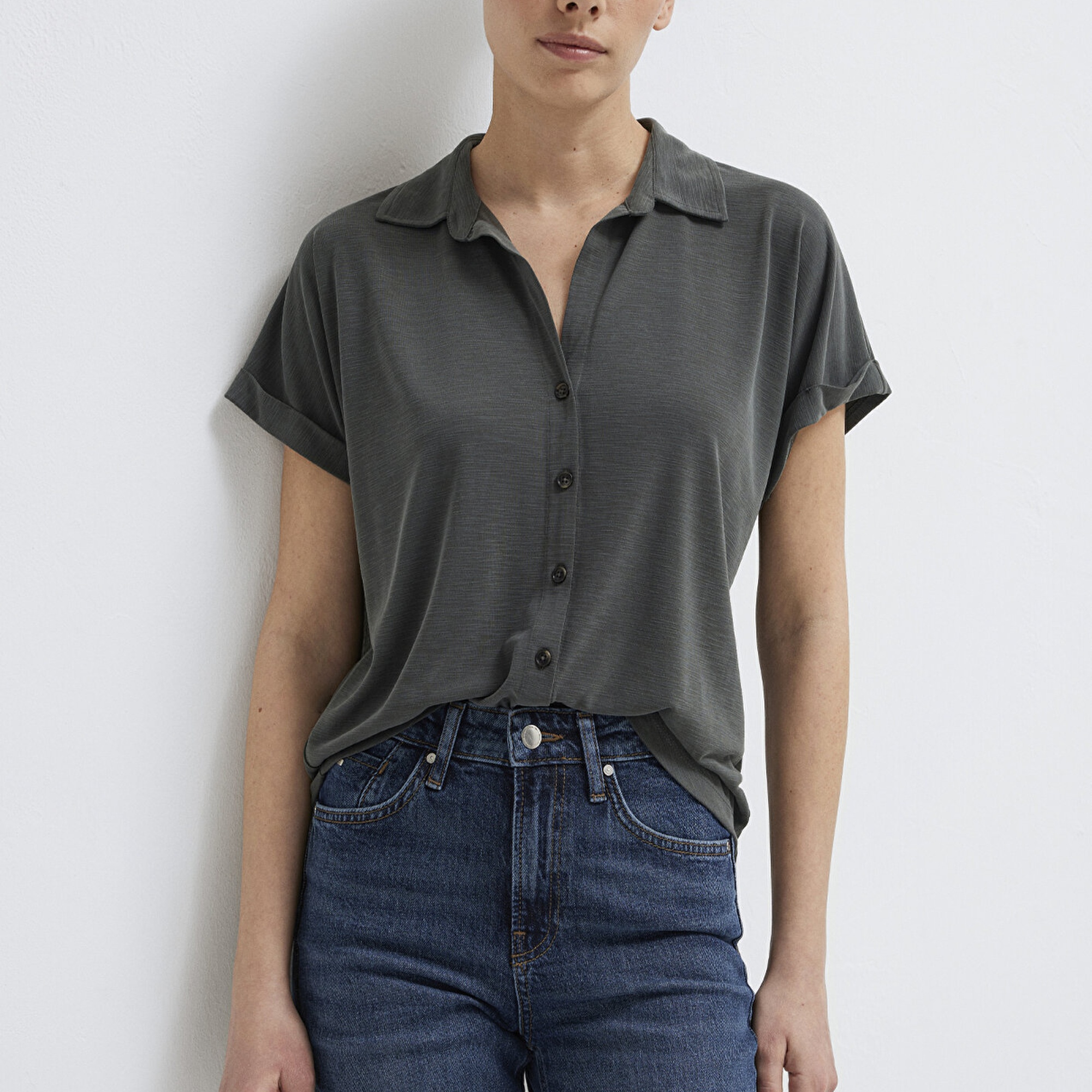 Mavi Yeşil (TENCEL™) Liyosel Tişört Regular Fit / Normal Kesim 168081-71587