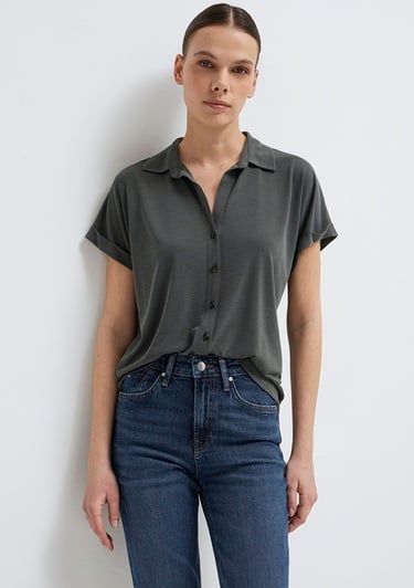  Mavi Yeşil (TENCEL™) Liyosel Tişört Regular Fit / Normal Kesim 168081-71587