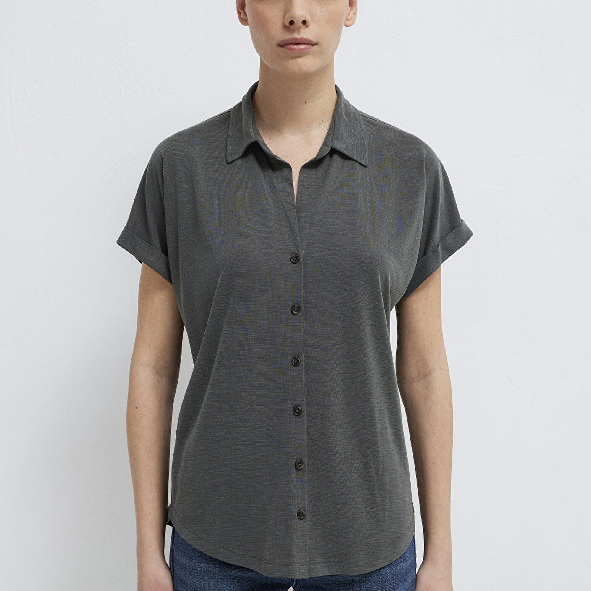 Mavi Yeşil (TENCEL™) Liyosel Tişört Regular Fit / Normal Kesim 168081-71587