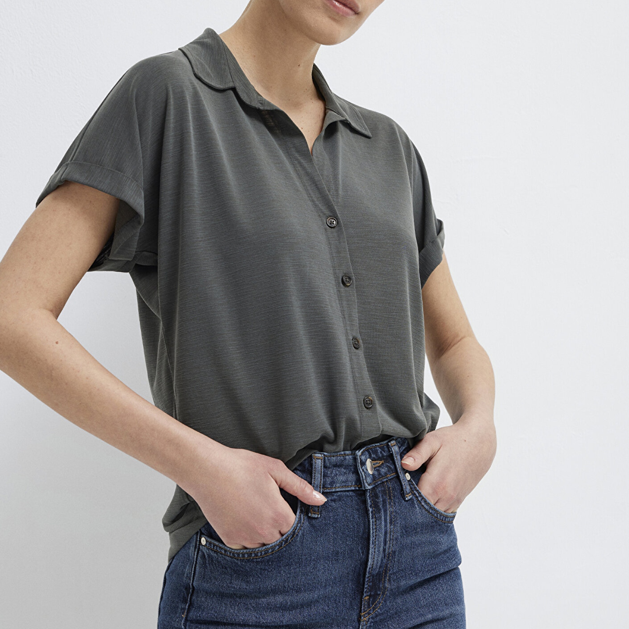 Mavi Yeşil (TENCEL™) Liyosel Tişört Regular Fit / Normal Kesim 168081-71587