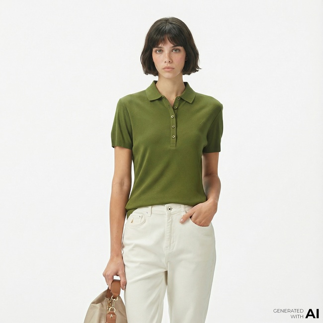  Nautica Kadın Yeşil Regular Fit Polo Yaka T-Shirt