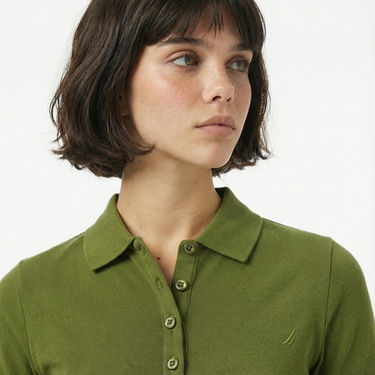  Nautica Kadın Yeşil Regular Fit Polo Yaka T-Shirt