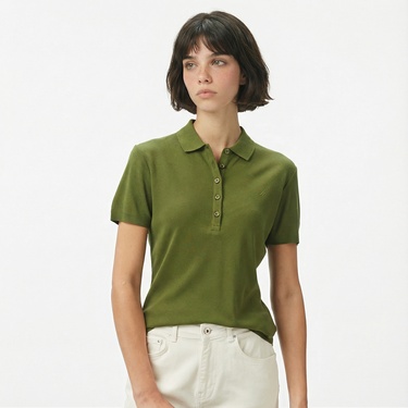  Nautica Kadın Yeşil Regular Fit Polo Yaka T-Shirt