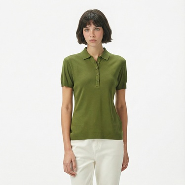  Nautica Kadın Yeşil Regular Fit Polo Yaka T-Shirt