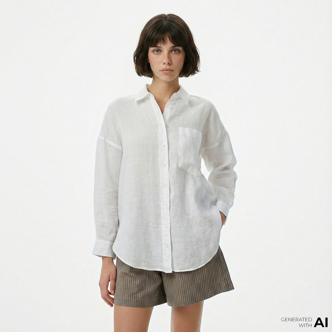  Nautica Kadın Beyaz Regular Fit Gömlek