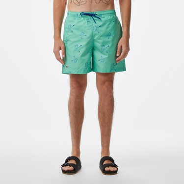  Erkek Regular Fit Desenli Yeşil Mayo