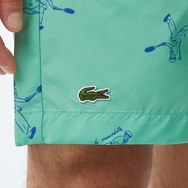  Erkek Regular Fit Desenli Yeşil Mayo