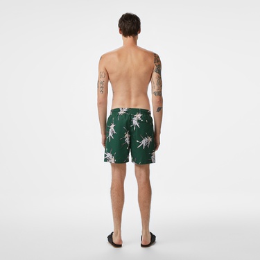  Erkek Regular Fit Desenli Yeşil Mayo