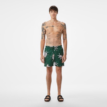  Erkek Regular Fit Desenli Yeşil Mayo