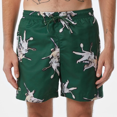  Erkek Regular Fit Desenli Yeşil Mayo