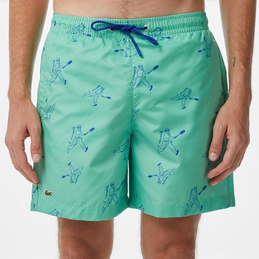  Erkek Regular Fit Desenli Yeşil Mayo