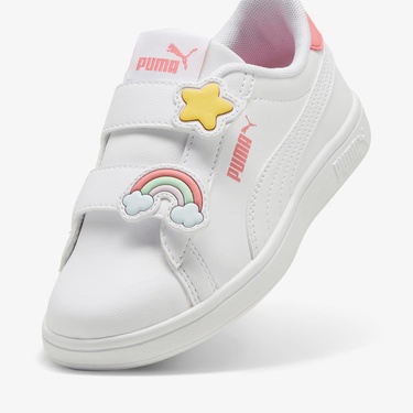 Puma Smash 3.0 Badges V PS Çocuk Beyaz Spor Ayakkabı