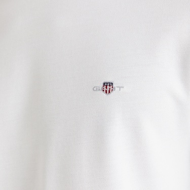  Gant Erkek Beyaz Slim Fit Bisiklet Yaka Uzun Kollu T-Shirt